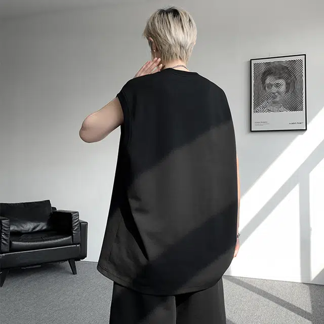 佐菲利 美式高街坎肩字母印花潮牌薄款运动薄款夏季无袖背心 男款