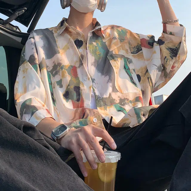 佐菲利 海边度假冰丝碎花夏威夷三亚凉感衬衣夏季薄款痞帅速干衣服短袖衬衫 男女同款