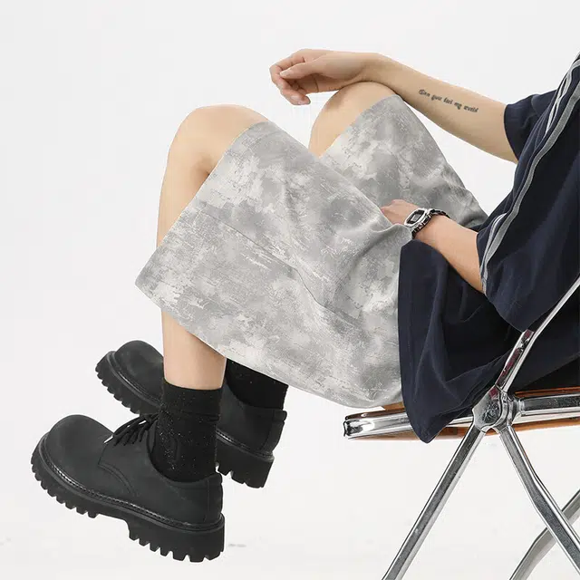 佐菲利 美式扎染小众五分潮流设计感宽松时尚舒适百搭休闲短裤 男女同款