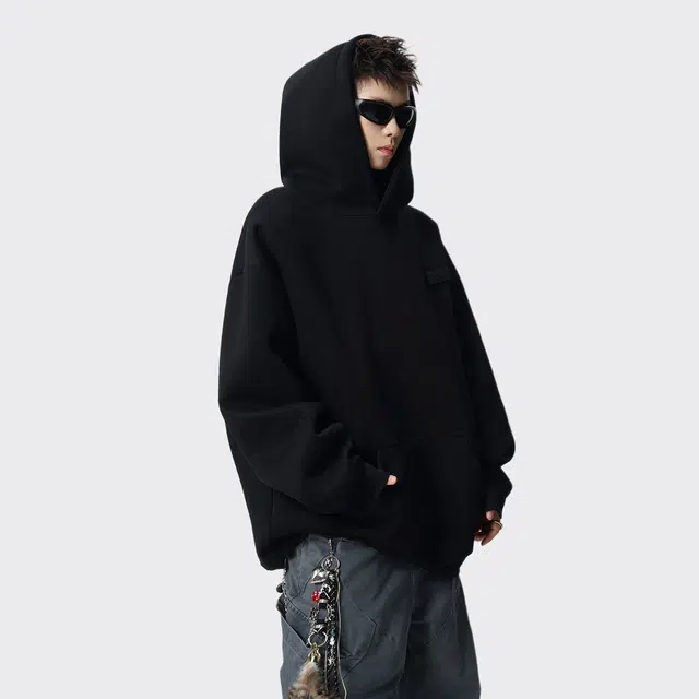 佐菲利 美式重磅魔术贴连帽潮牌宽松百搭休闲运动帽衫外套卫衣 男女同款