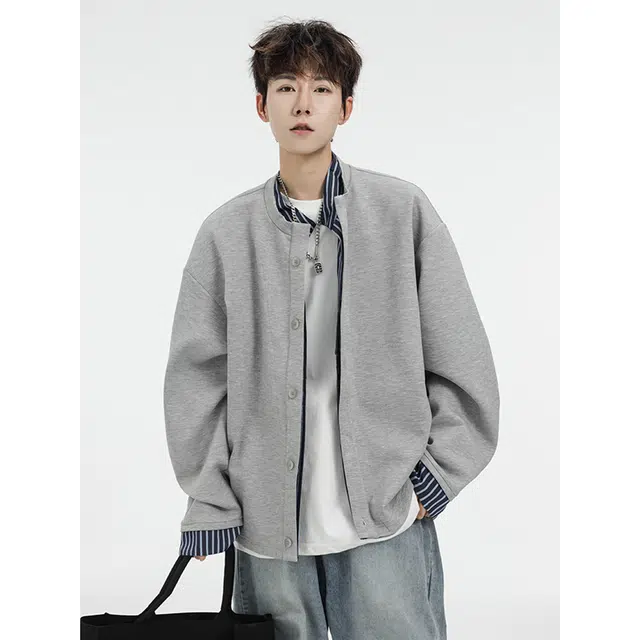 佐菲利 百搭假俩件立领潮流纯色港风长袖卫衣 男女同款