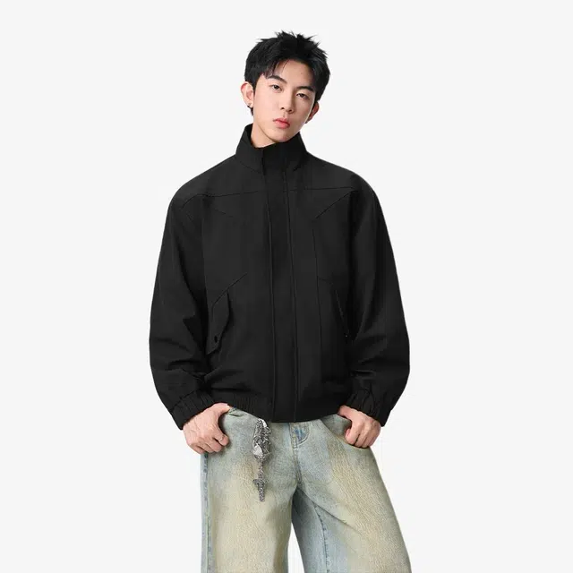 佐菲利 美拉德解构立领短款飞行潮硬汉风穿搭痞帅机车外套夹克 男女同款