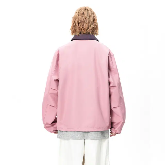 佐菲利 美式撞色翻领潮牌复古宽松休闲情侣夹克外套 男女同款