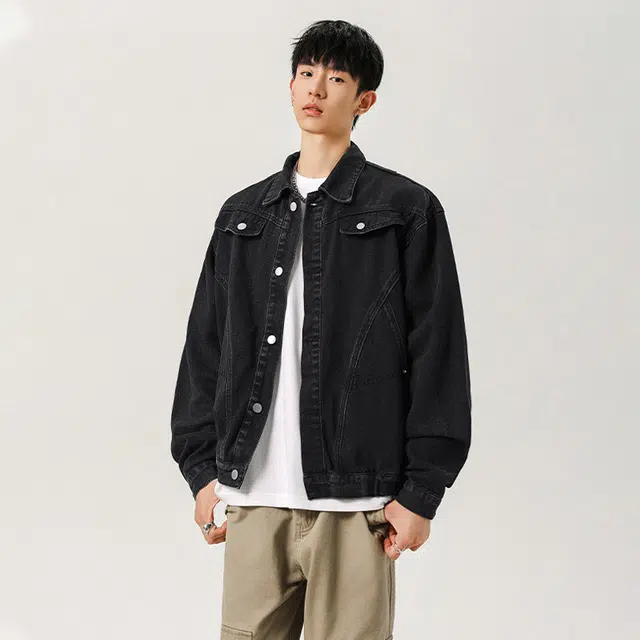 佐菲利 美式高街水洗拼接工装潮流休闲衣长袖牛仔外套 男女同款