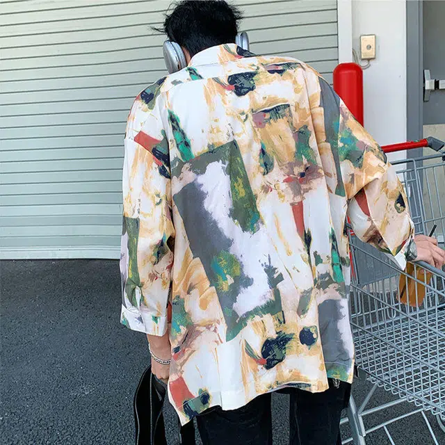 佐菲利 海边度假冰丝碎花夏威夷三亚凉感衬衣夏季薄款痞帅速干衣服短袖衬衫 男女同款