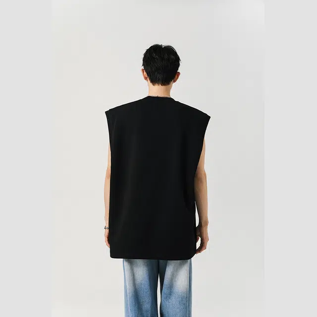 佐菲利 美式纯色舒适百搭潮流宽松无袖背心 男女同款