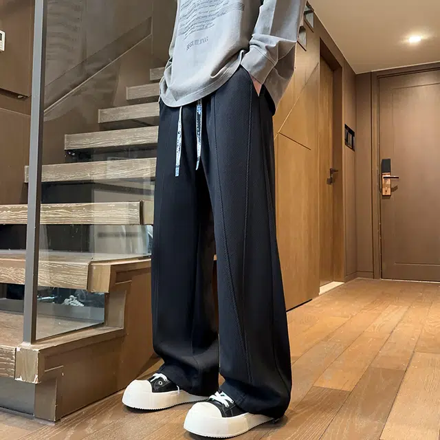 佐菲利 美式阔腿卫裤夏潮牌高街百搭长裤重磅复古拼接垂感直筒裤子休闲裤 男女同款