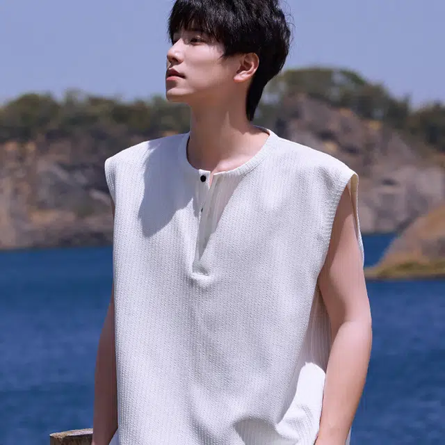 佐菲利 港风华夫格纯色凉感透气无袖时尚百搭简约户外运动风健身坎肩潮流背心 男女同款