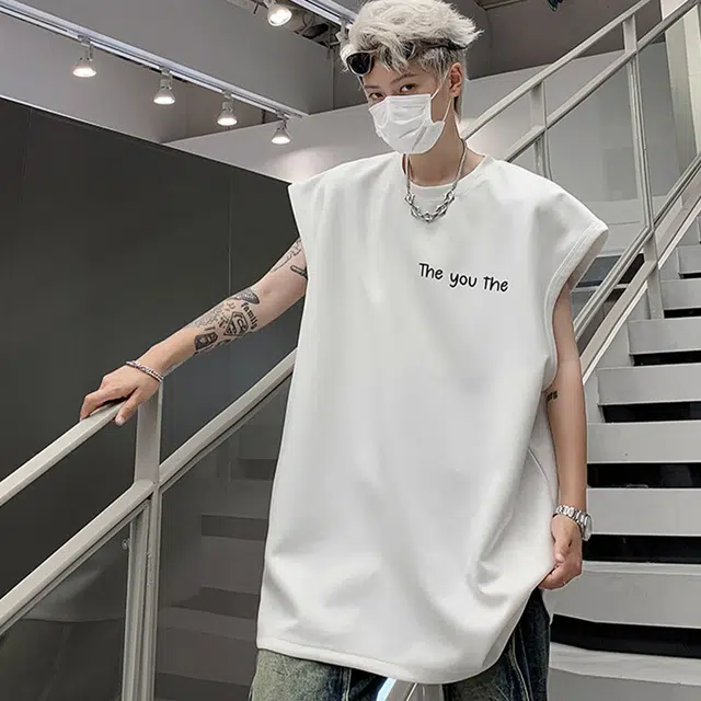 佐菲利 美式高街字母印花麂皮绒宽松潮牌痞帅高级感无袖坎肩背心 男款