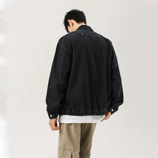 佐菲利 美式高街水洗拼接工装潮流休闲衣长袖牛仔外套 男女同款