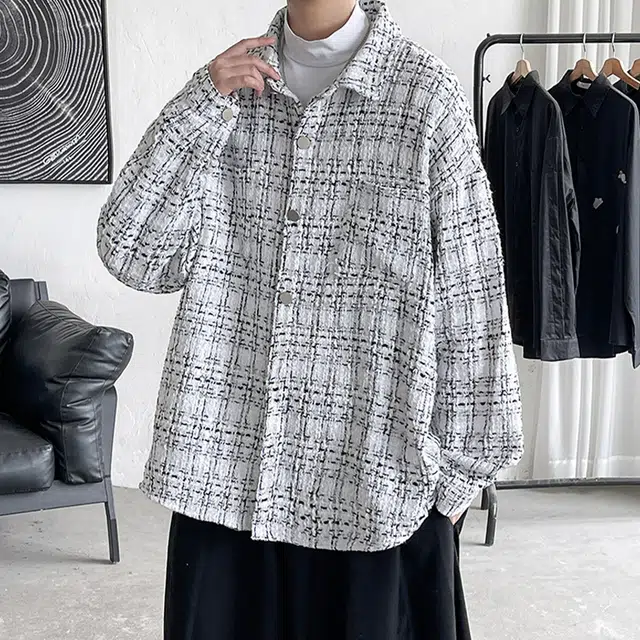 佐菲利 小香风外套痞帅高级感翻领潮牌大码宽松千鸟格休闲上衣夹克 男女同款