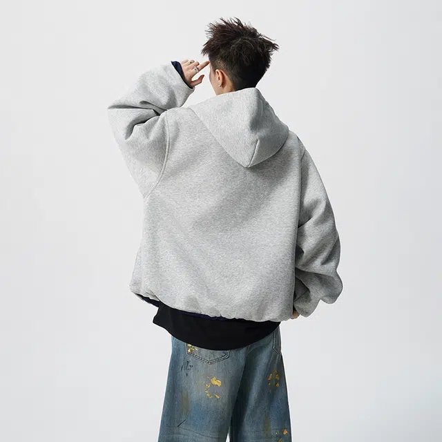 佐菲利 美式重磅连帽外套潮牌宽松学院风运动拉链开衫卫衣 男女同款