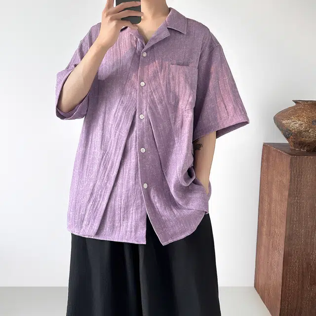 佐菲利 夏天多巴胺穿搭短袖垂坠感痞帅小香风衬衣肌理感外套五分袖衬衫 男女同款