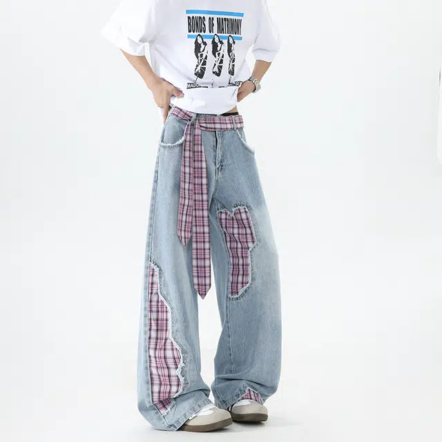 佐菲利 设计感小众破坏薄款美式高街宽松直筒高级感裤子牛仔裤 男女同款