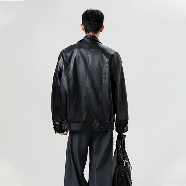 佐菲利 美式复古软皮衣外套潮牌宽松硬汉痞帅机车工装夹克 男女同款