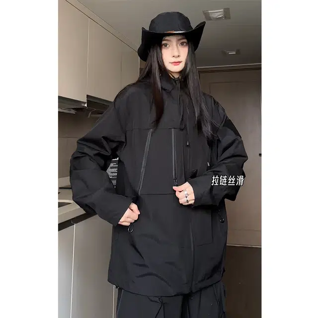 佐菲利  美式户外机能运动连帽纯色高街 冲锋衣 男女同款