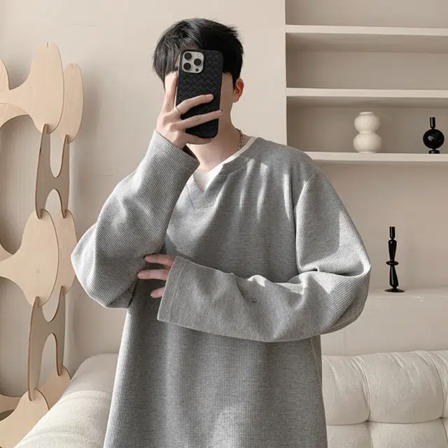 佐菲利 美式复古设计感假两件长袖打底潮牌拼接撞色宽松卫衣 男款