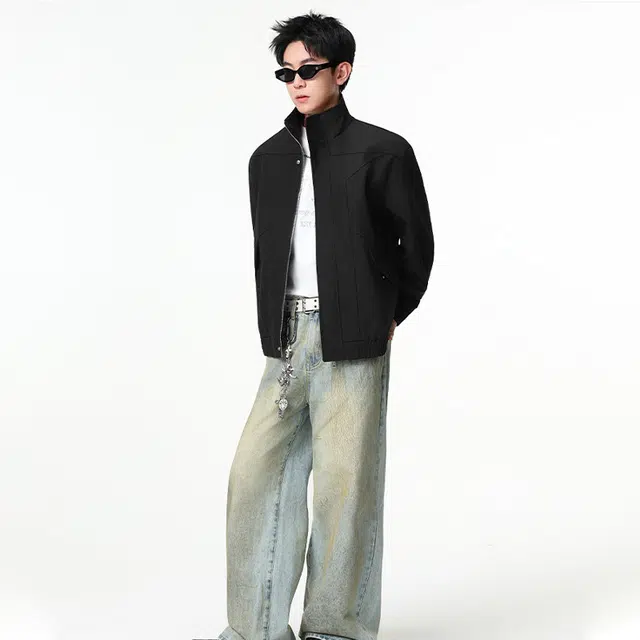 佐菲利 美拉德解构立领短款飞行潮硬汉风穿搭痞帅机车外套夹克 男女同款