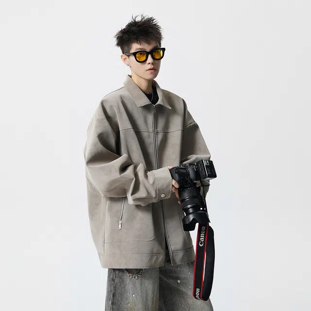 佐菲利 美式复古拼接运动卫衣外套潮牌青少年宽松休闲立领夹克 男女同款