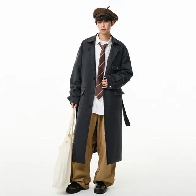 佐菲利 美式老钱风穿搭毛呢过膝英伦风痞帅高级感呢子外套大衣 男女同款