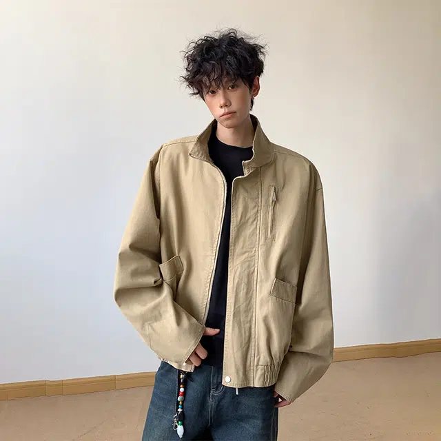 佐菲利 美式复古立领飞行员宽松巴恩风工装上衣长袖夹克外套 男女同款