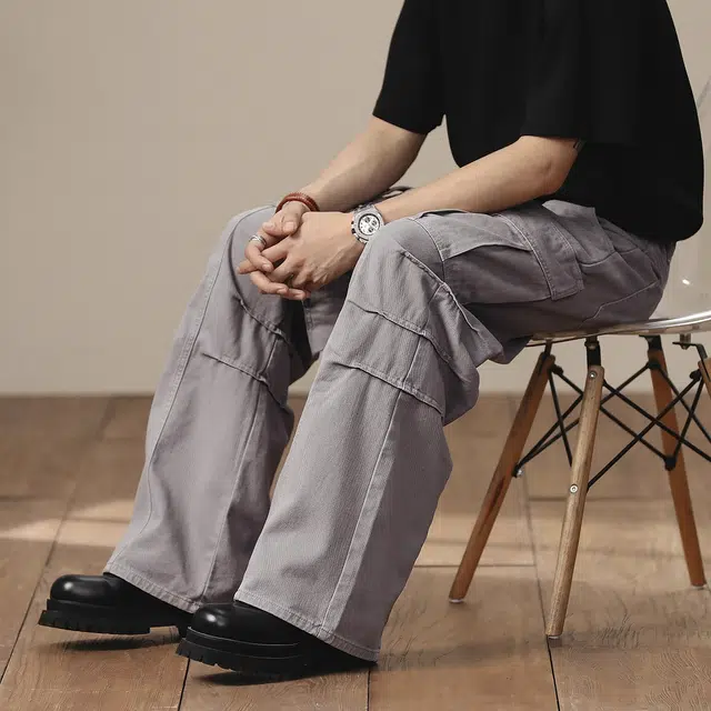 格蓝鹿 美式水洗宽松潮牌工装裤 男款