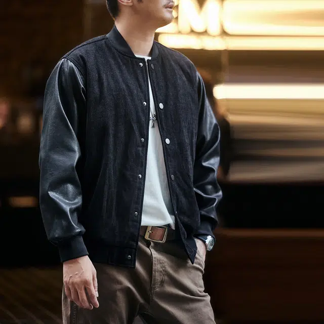 格蓝鹿  春秋季 潮流高街痞帅时尚百搭城市机能风男士潮牌拼接字母印花设计休闲日常穿搭夹克外套棒球服 宽松型 男女同款