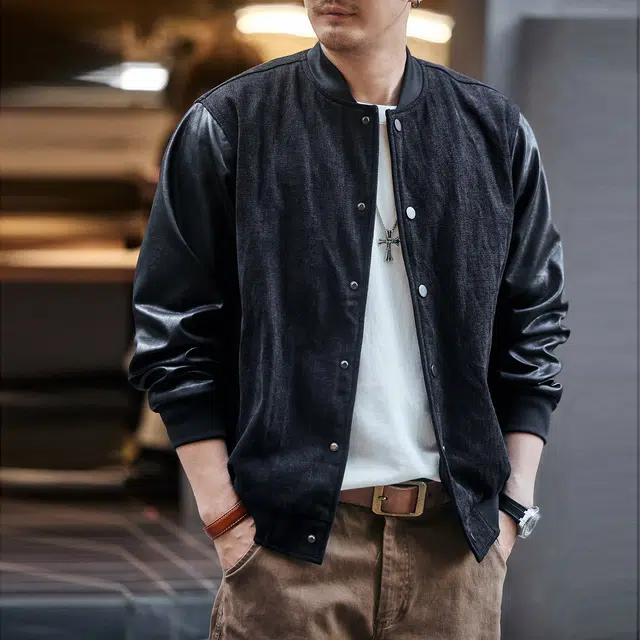 格蓝鹿  春秋季 潮流高街痞帅时尚百搭城市机能风男士潮牌拼接字母印花设计休闲日常穿搭夹克外套棒球服 宽松型 男女同款