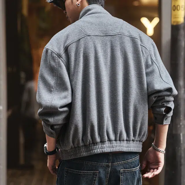 格蓝鹿 秋季 日系潮流复古经典巴恩风水洗肌理感工装外套男士潮牌时尚百搭休闲日常出行穿搭底特律立领上衣夹克 宽松型 男女同款