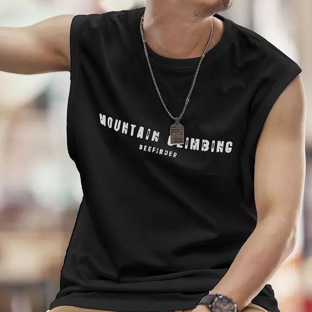 格蓝鹿 人物图案圆领宽松背心 男款