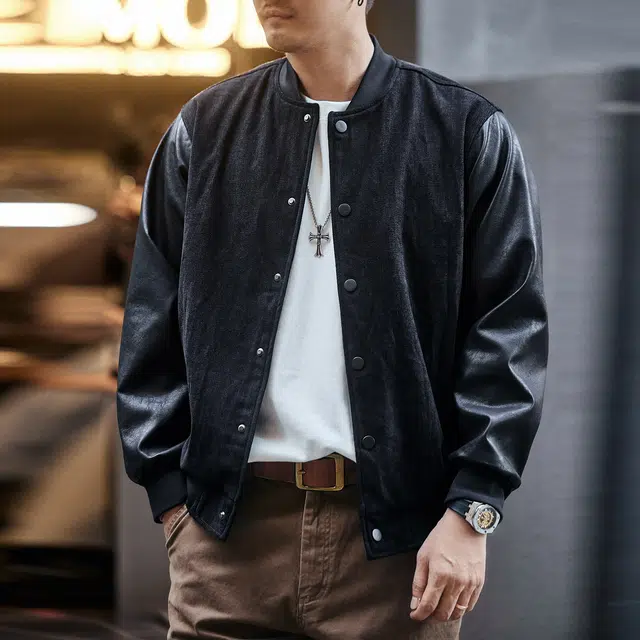 格蓝鹿  春秋季 潮流高街痞帅时尚百搭城市机能风男士潮牌拼接字母印花设计休闲日常穿搭夹克外套棒球服 宽松型 男女同款