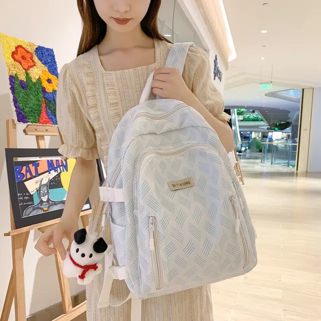 行途 小清新风简约大容量百搭 尼龙 双肩包 男女同款情侣款 灰色/蓝色/紫色/绿色