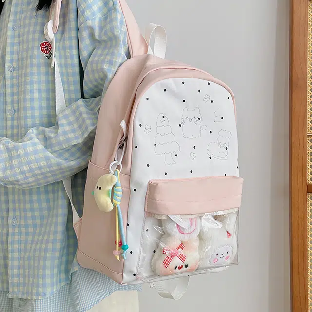 行途 高颜值可爱日系痛包学院透明 尼龙 双肩包 女款 多色