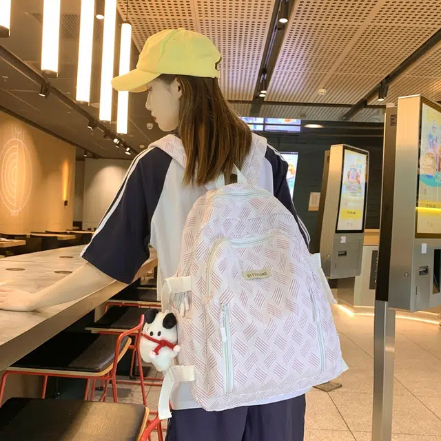 行途 小清新风简约大容量百搭 尼龙 双肩包 男女同款情侣款 灰色/蓝色/紫色/绿色
