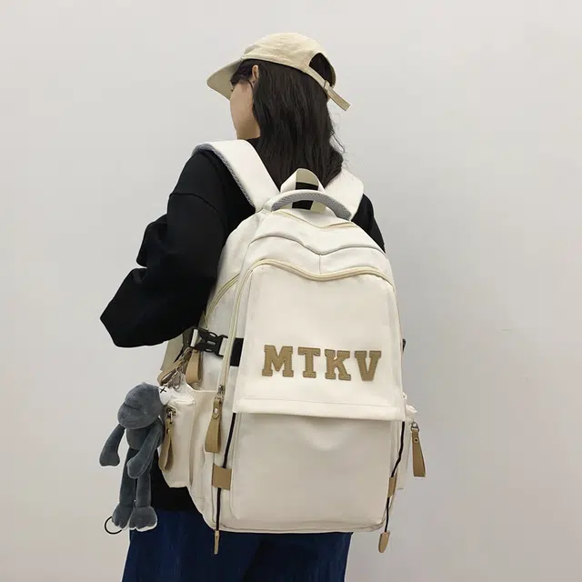 行途 韩版校园时尚拉链开合 尼龙 双肩包 常规 男女同款情侣款 黑色/白色/红色