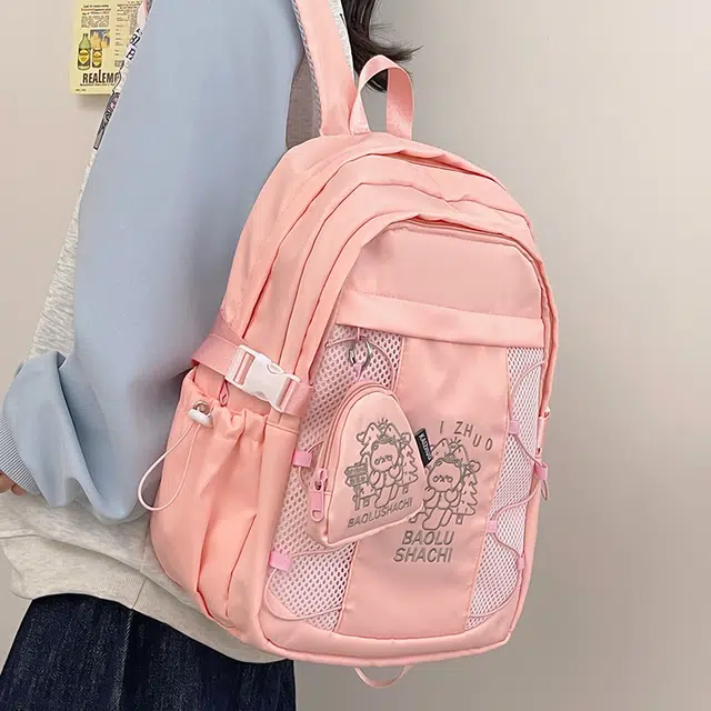 行途 百搭轻便休闲简约 尼龙 双肩包 女款 粉色/蓝色/黑色/紫色/米白色