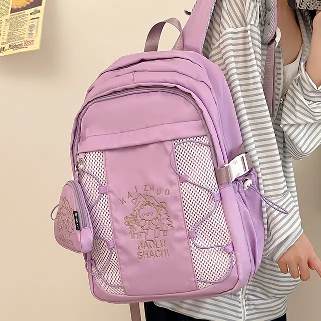 行途 百搭轻便休闲简约 尼龙 双肩包 女款 粉色/蓝色/黑色/紫色/米白色