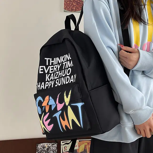 行途 潮流简约初中高中生大学生时尚大容量 书包背包双肩包 男女同款情侣款 尼龙 多色