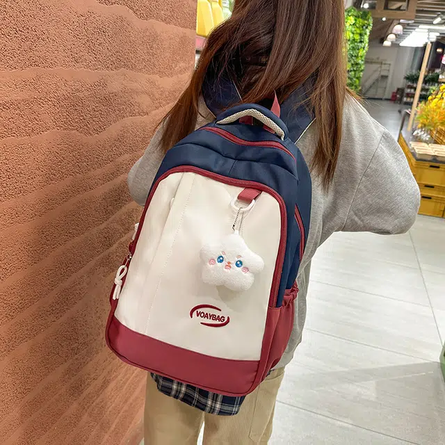 行途 休闲撞色书包日系大容量拼接旅行背包 尼龙 双肩包 男女同款情侣款 黑色/黄色/绿色/蓝色