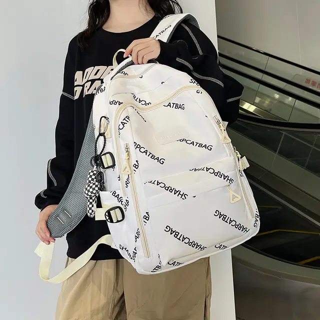 行途 简约旅行轻便休闲百搭 尼龙 双肩包 男女同款情侣款 黑色/白色/蓝色/卡其色