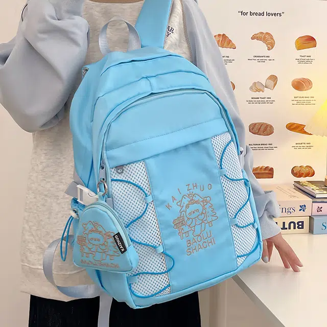 行途 百搭轻便休闲简约 尼龙 双肩包 女款 粉色/蓝色/黑色/紫色/米白色