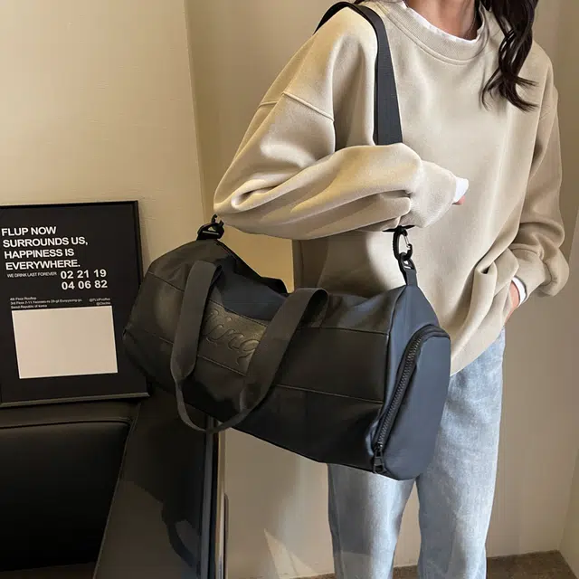 行途 干湿分离大容量瑜伽包时尚潮流轻便运动旅行包 布 健身包 中号 男女同款情侣款 黑色/粉色/酒红色/灰色/蓝色