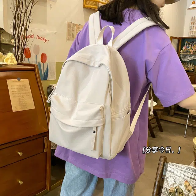 行途 大容量拉链开合 尼龙 双肩包 常规 男女同款情侣款 蓝色/绿色/粉色/白色/黑色