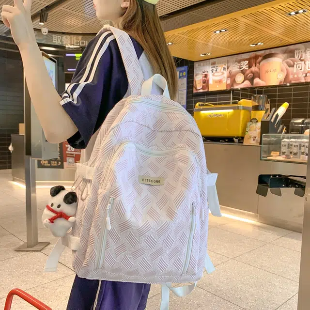 行途 小清新风简约大容量百搭 尼龙 双肩包 男女同款情侣款 灰色/蓝色/紫色/绿色