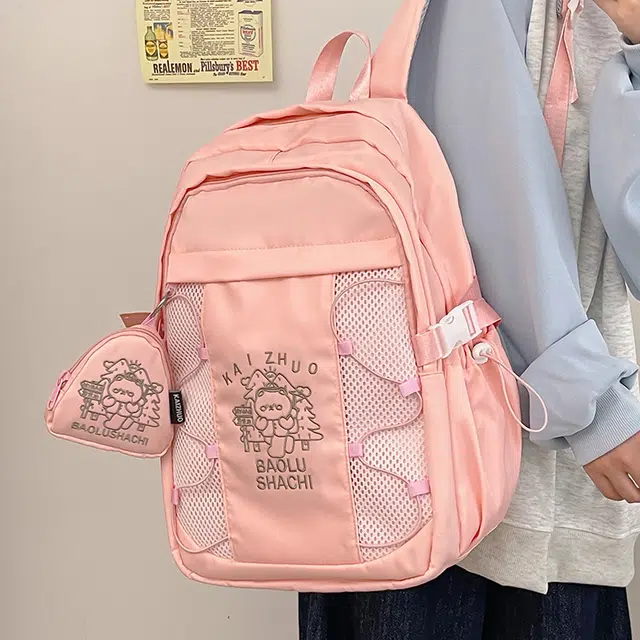行途 百搭轻便休闲简约 尼龙 双肩包 女款 粉色/蓝色/黑色/紫色/米白色