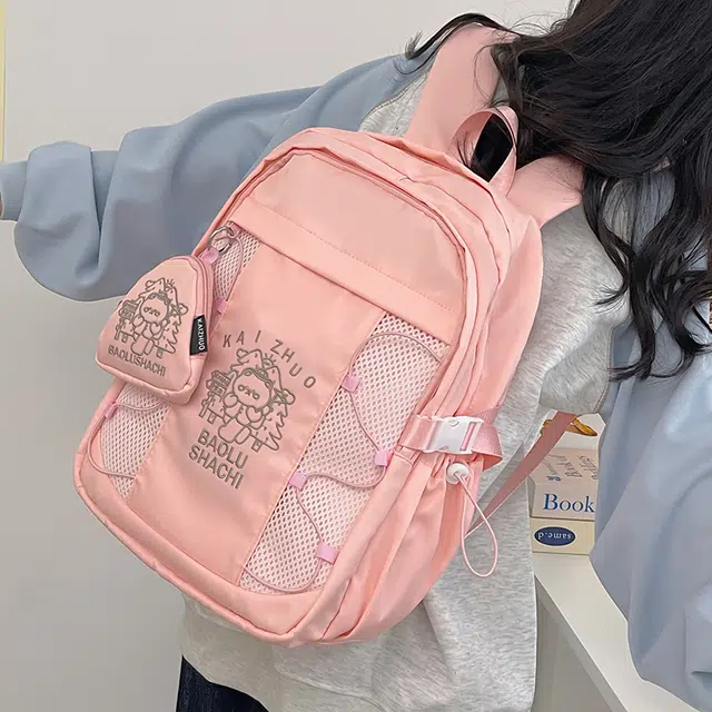 行途 百搭轻便休闲简约 尼龙 双肩包 女款 粉色/蓝色/黑色/紫色/米白色