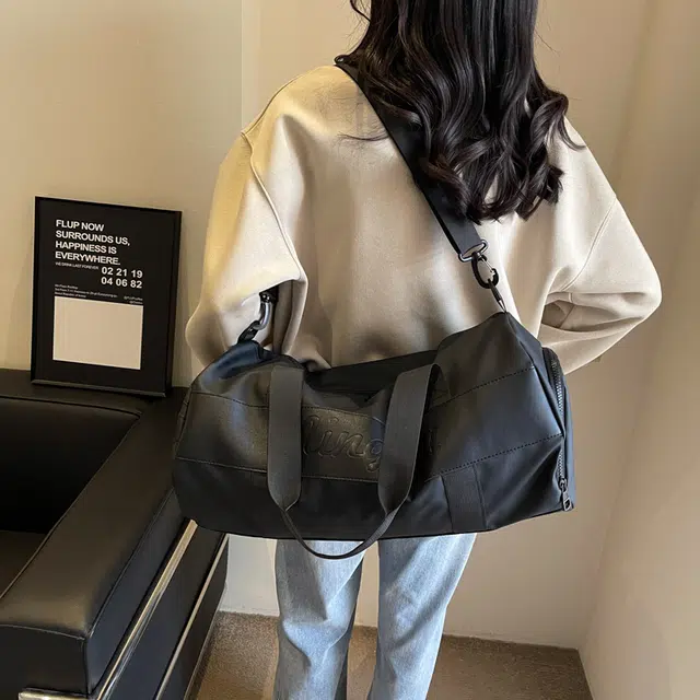 行途 干湿分离大容量瑜伽包时尚潮流轻便运动旅行包 布 健身包 中号 男女同款情侣款 黑色/粉色/酒红色/灰色/蓝色