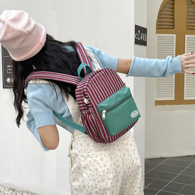 行途 初中生学生百初中简约书包背包版小学韩甜美中生 尼龙 双肩包 常规 男女同款情侣款 红绿色