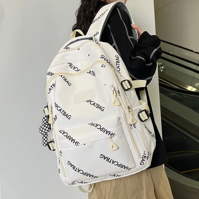 行途 简约旅行轻便休闲百搭 尼龙 双肩包 男女同款情侣款 黑色/白色/蓝色/卡其色