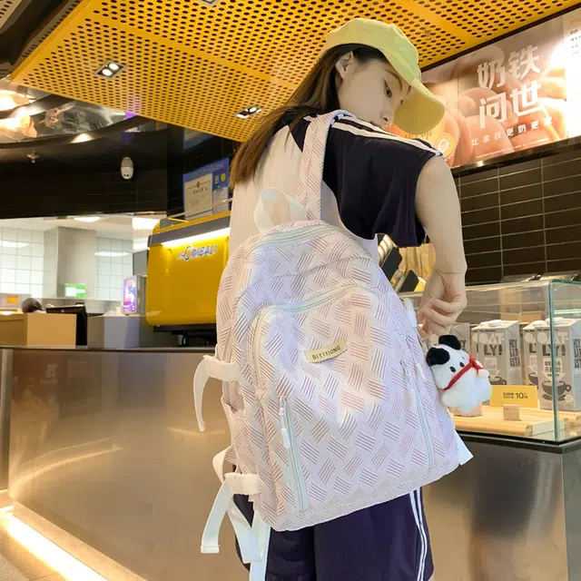 行途 小清新风简约大容量百搭 尼龙 双肩包 男女同款情侣款 灰色/蓝色/紫色/绿色